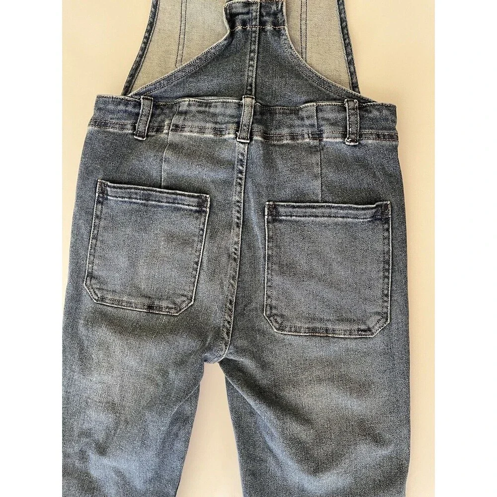 Free People Distressed Blue Denim Overalls Medium‎ Wash Size 26